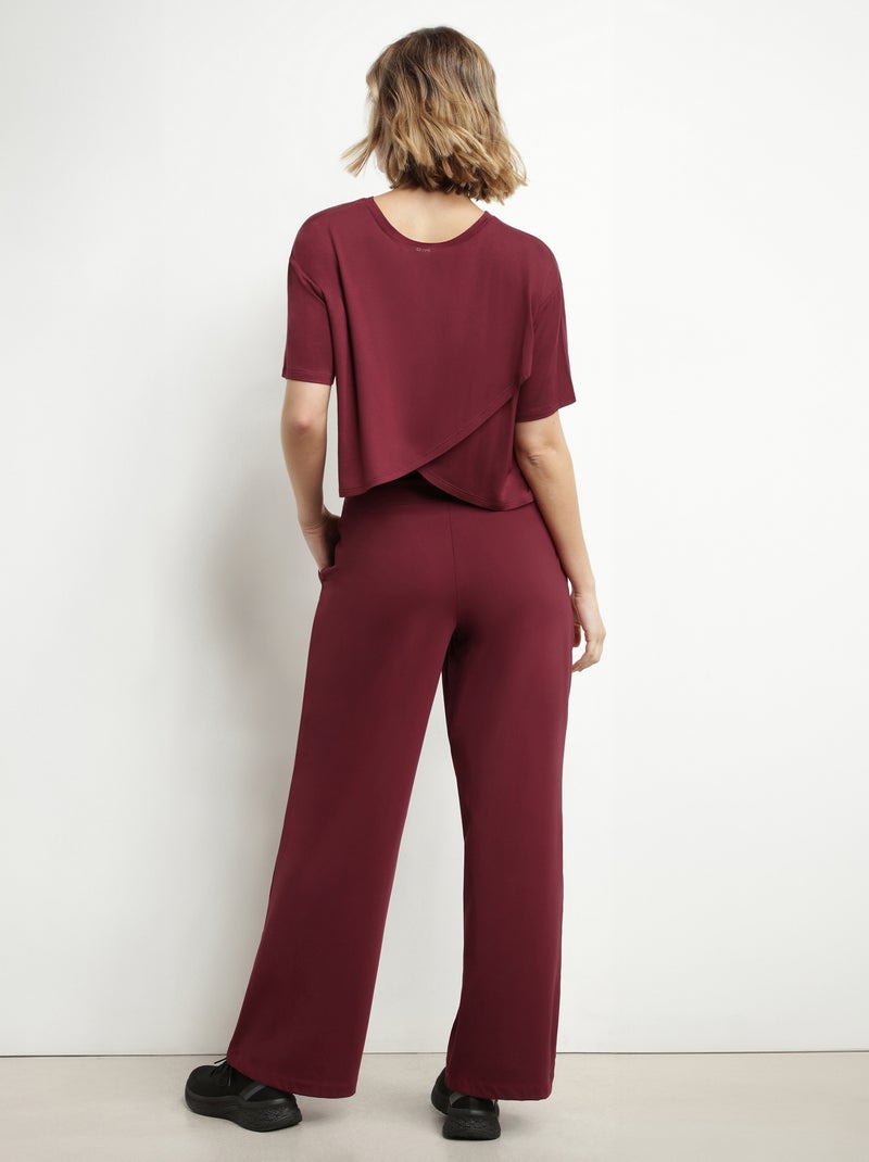 T-Shirt Court Col Rond Dim Move Bordeaux - Kiabi