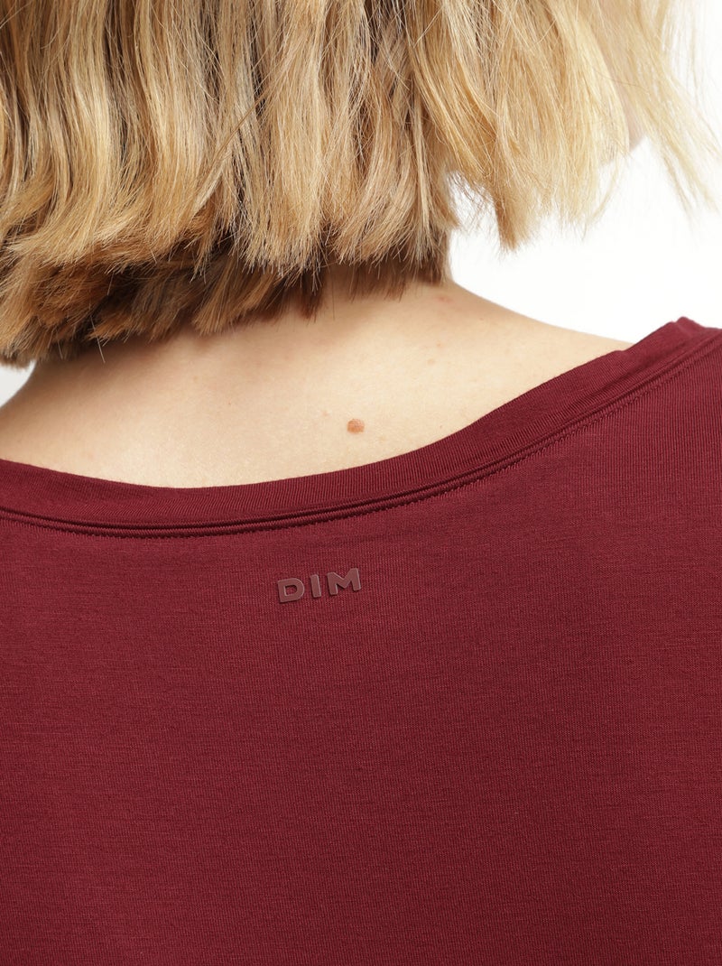 T-Shirt Court Col Rond Dim Move Bordeaux - Kiabi