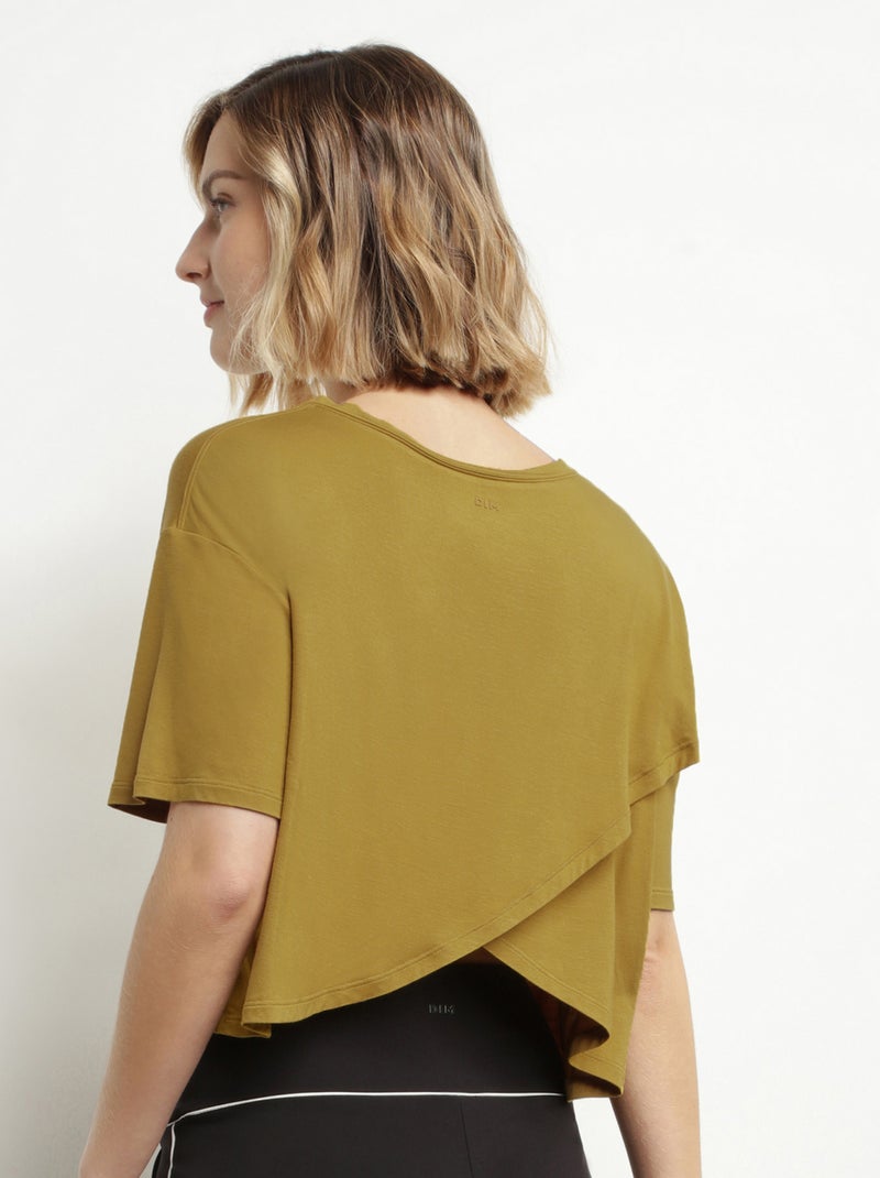 T-Shirt Court Col Rond Dim Move Jaune - Kiabi