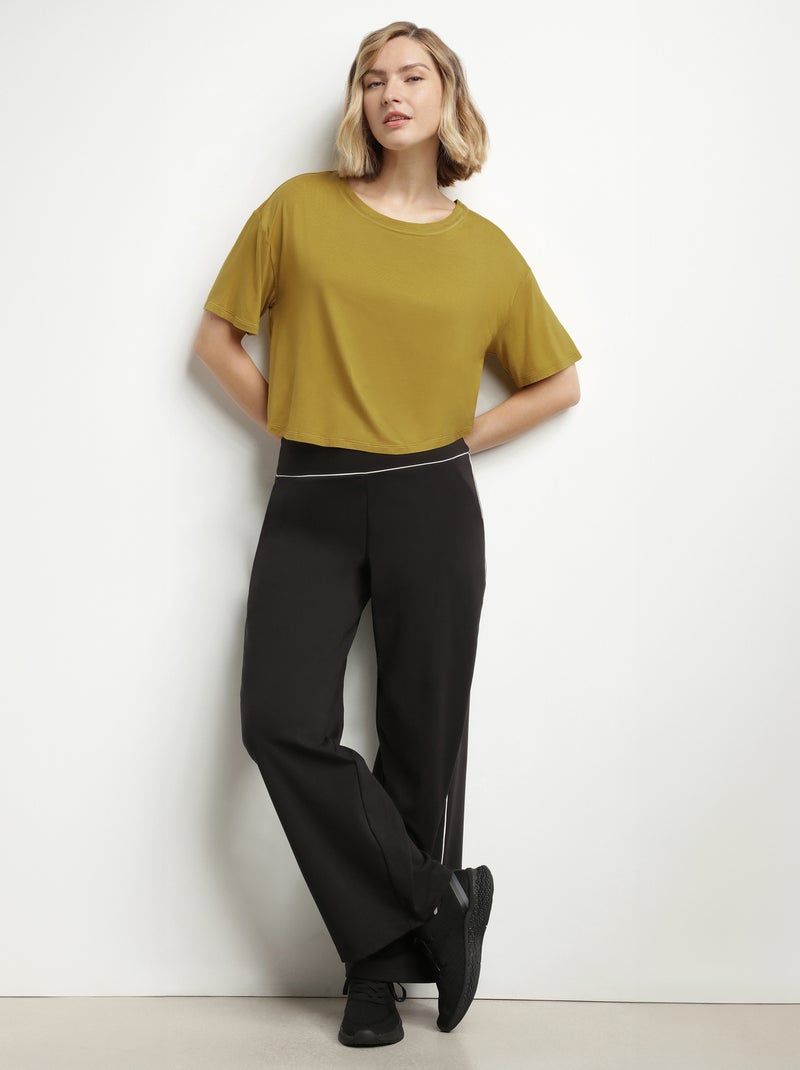 T-Shirt Court Col Rond Dim Move Jaune - Kiabi