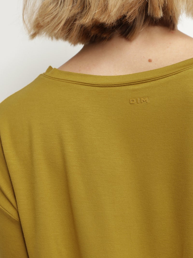 T-Shirt Court Col Rond Dim Move Jaune - Kiabi