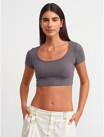 T-shirt court côtelé femme dilvin