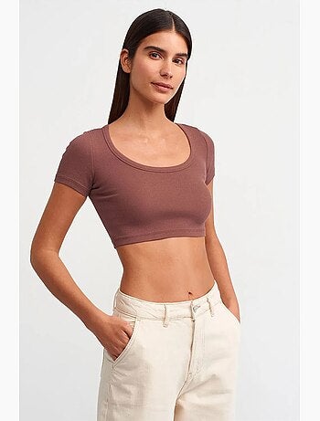 T-shirt court côtelé femme dilvin