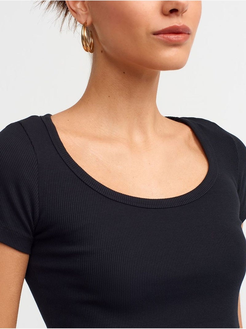 T-shirt court côtelé femme dilvin Noir - Kiabi