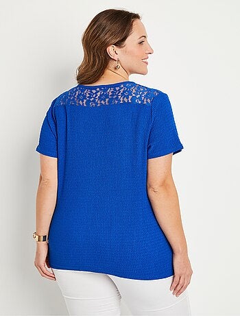 T-shirt court dentelle