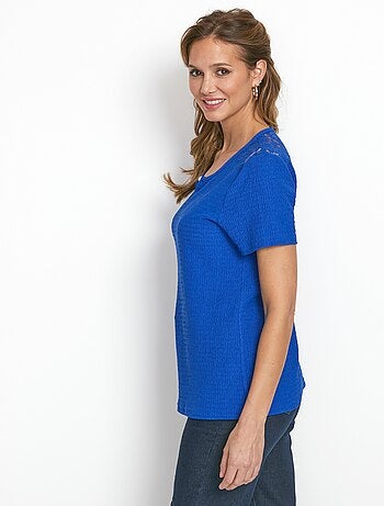 T-shirt court dentelle