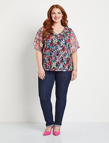 T-shirt court dentelle fleurie