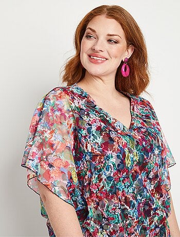 T-shirt court dentelle fleurie