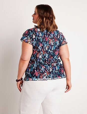 T-shirt court dentelle imprimée