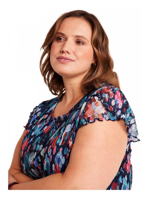 T-shirt court dentelle imprimée - Kiabi