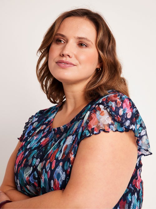 T-shirt court dentelle imprimée - Kiabi