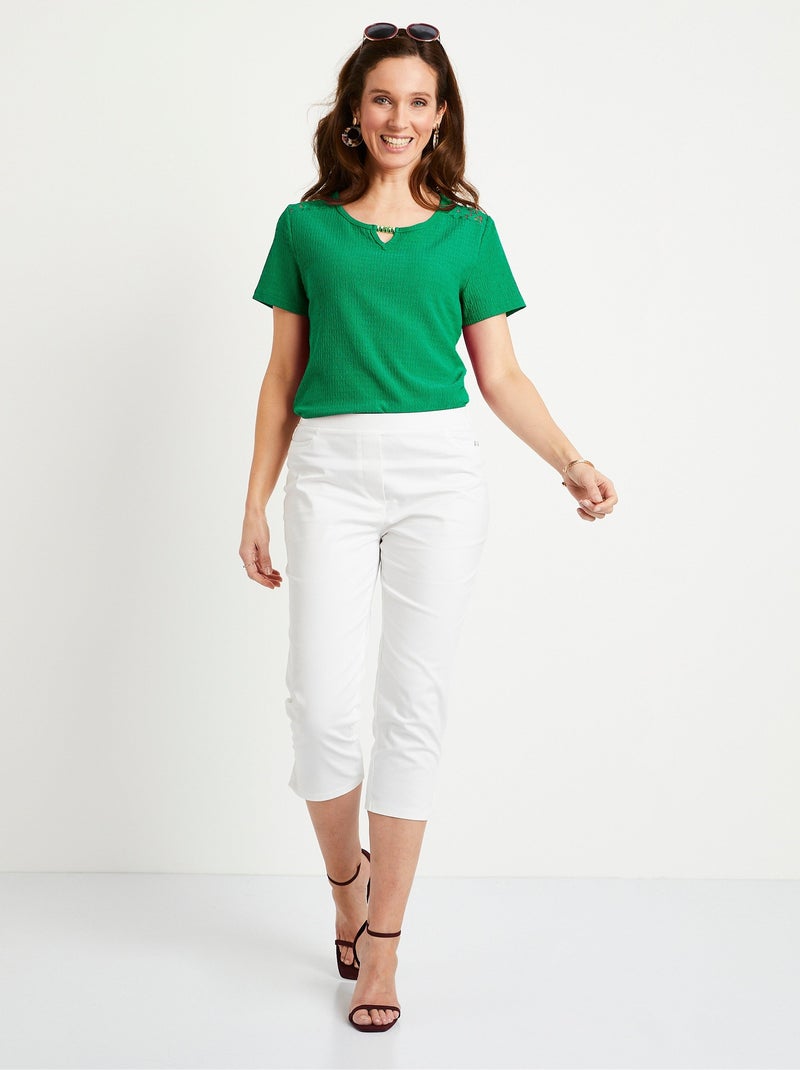 T-shirt court dentelle Vert - Kiabi