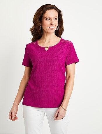 T-shirt court dentelle
