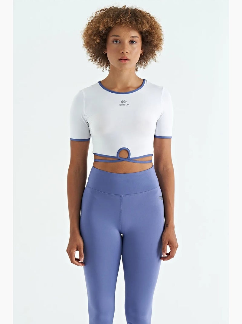 T-shirt court élastique à col rond tommy Blanc - Kiabi