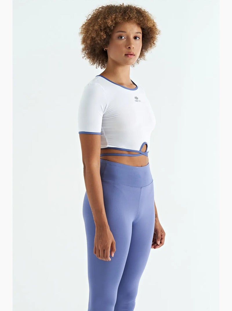 T-shirt court élastique à col rond tommy Blanc - Kiabi
