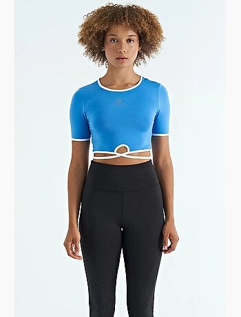 T-shirt court élastique à col rond tommy