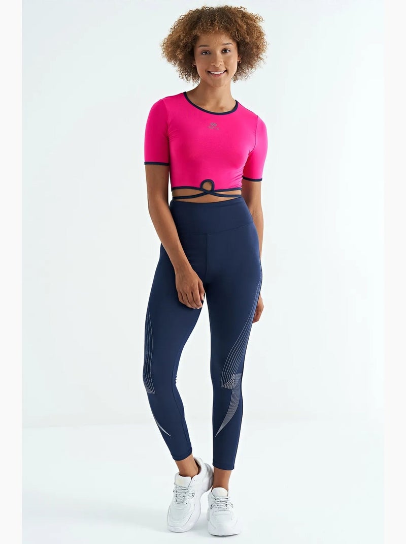 T-shirt court élastique à col rond tommy Magenta - Kiabi