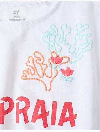 T-shirt court en coton avec imprimé plage