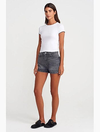 T-shirt court en coton, coupe ajustée, femme dilvin