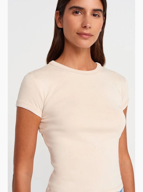T-shirt court en coton, coupe ajustée, femme dilvin - Kiabi