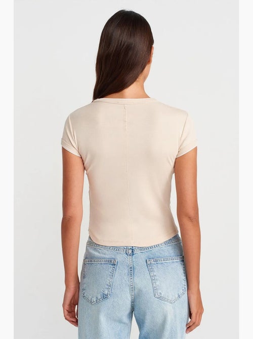 T-shirt court en coton, coupe ajustée, femme dilvin - Kiabi