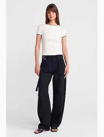 T-shirt court en coton, coupe ajustée, femme dilvin