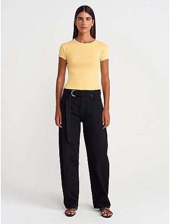 T-shirt court en coton, coupe ajustée, femme dilvin