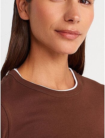 T-shirt court en coton, coupe ajustée, femme dilvin