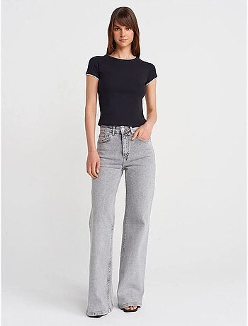 T-shirt court en coton, coupe ajustée, femme dilvin