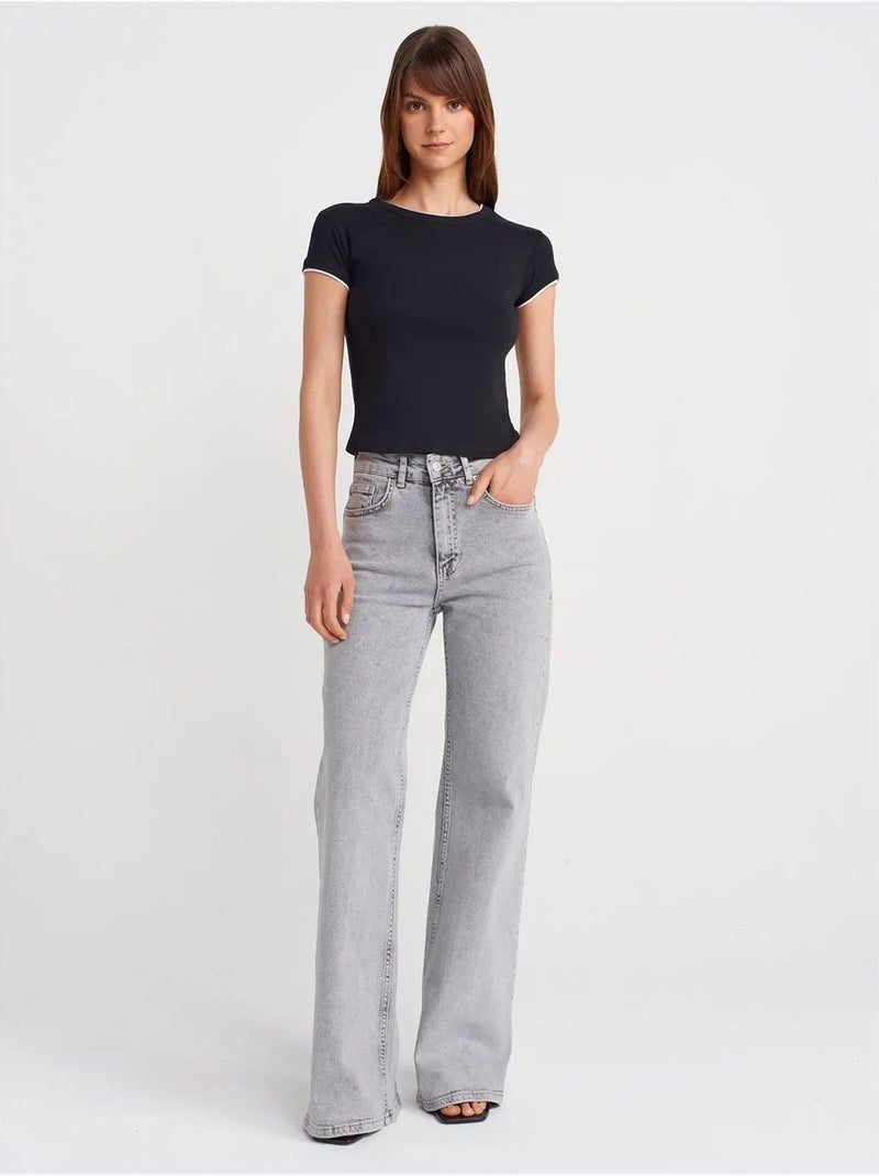 T-shirt court en coton, coupe ajustée, femme dilvin Noir - Kiabi