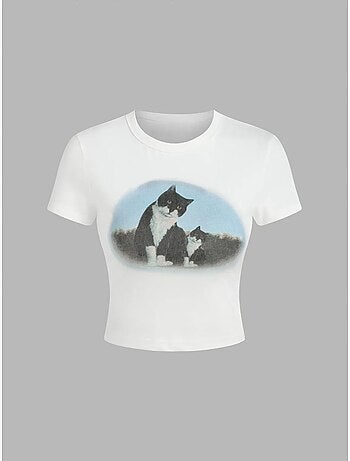 T-shirt court en coton imprimé hiccup