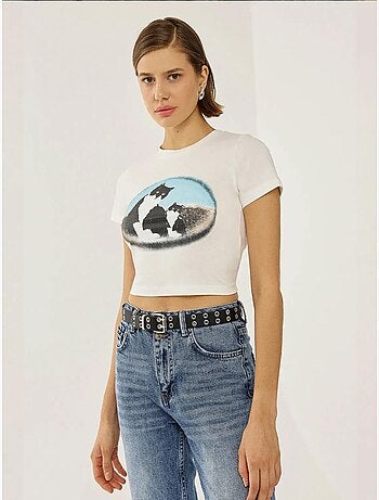 T-shirt court en coton imprimé hiccup