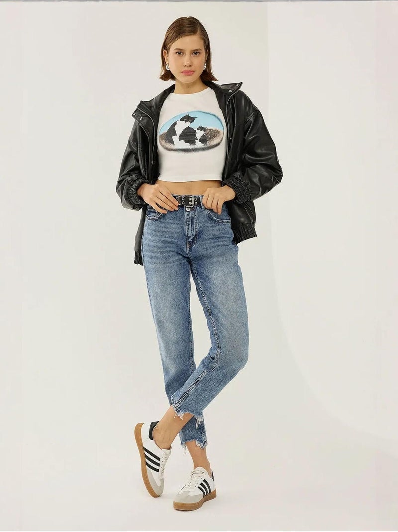 T-shirt court en coton imprimé hiccup Blanc - Kiabi