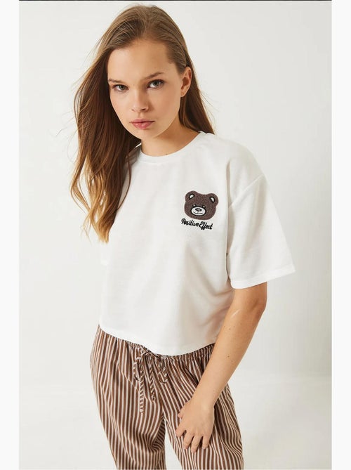 T-shirt court en jersey brodé teddy lucci - Kiabi T-shirt court en jersey brodé teddy lucci - Kiabi