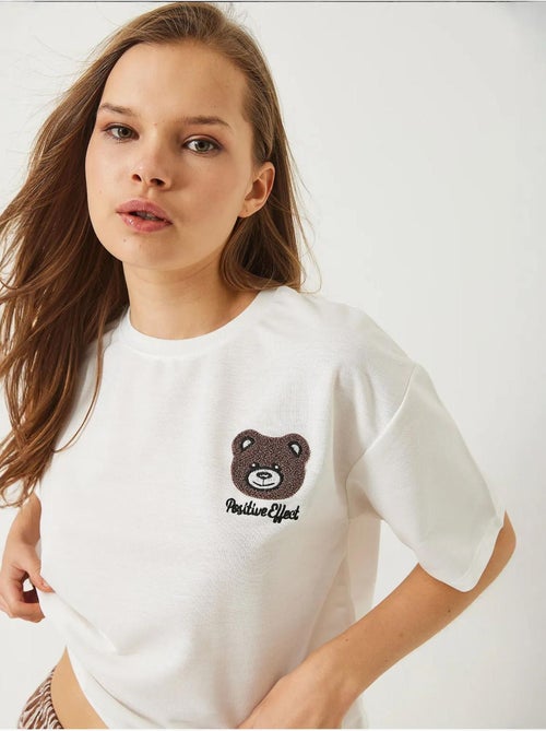 T-shirt court en jersey brodé teddy lucci - Kiabi T-shirt court en jersey brodé teddy lucci - Kiabi