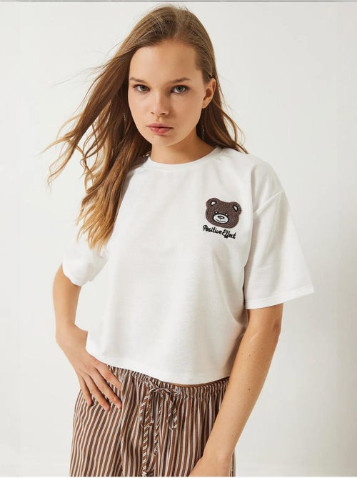 T-shirt court en jersey brodé teddy lucci - Kiabi T-shirt court en jersey brodé teddy lucci - Kiabi