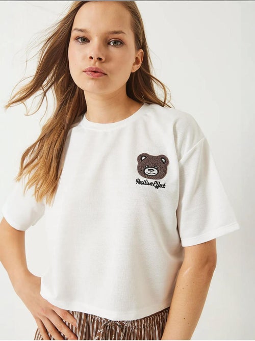 T-shirt court en jersey brodé teddy lucci - Kiabi T-shirt court en jersey brodé teddy lucci - Kiabi