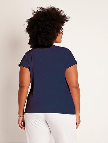 T-shirt court extensible dentelle