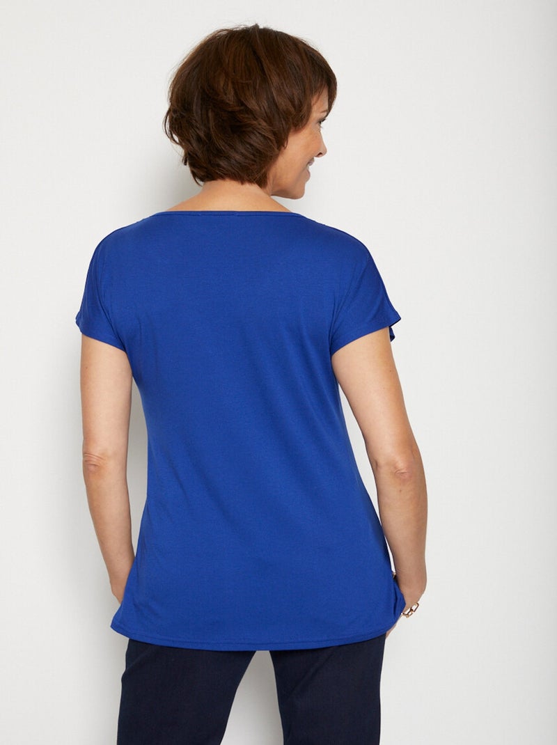 T-shirt court extensible dentelle Bleu - Kiabi