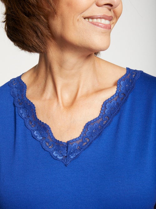 T-shirt court extensible dentelle - Kiabi