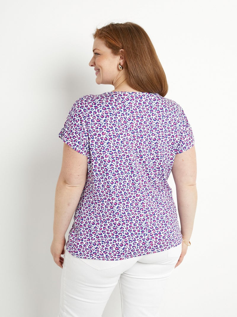 T-shirt court extensible dentelle Ecru - Kiabi