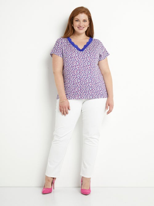 T-shirt court extensible dentelle - Kiabi