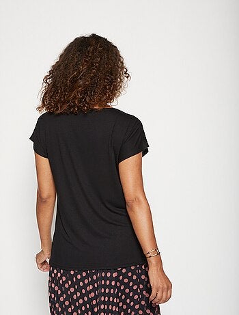 T-shirt court extensible dentelle