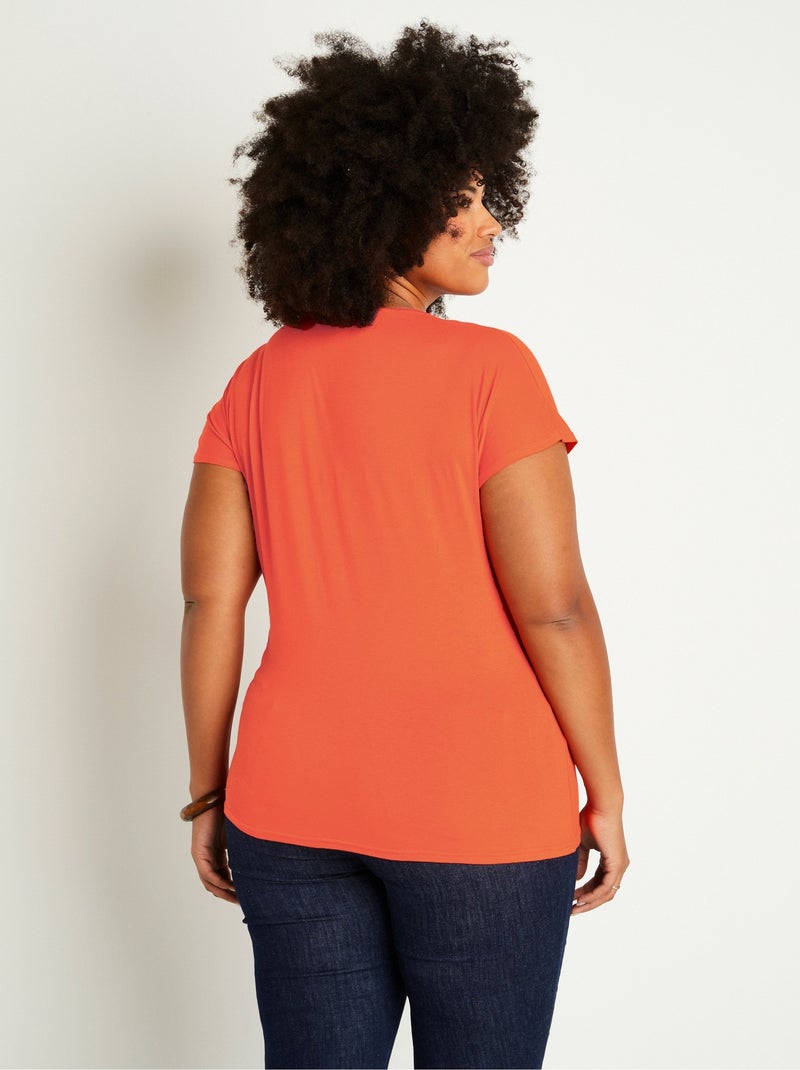 T-shirt court extensible dentelle Orange - Kiabi
