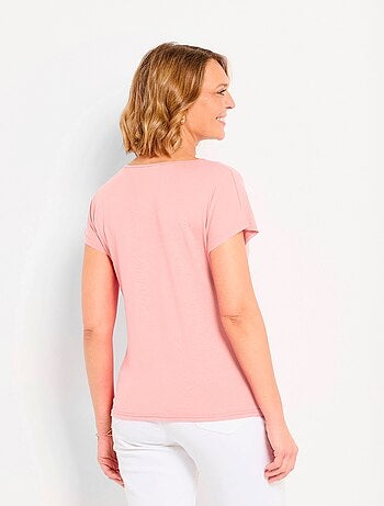 T-shirt court extensible dentelle
