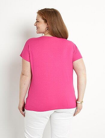 T-shirt court extensible dentelle