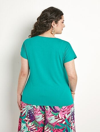 T-shirt court extensible dentelle
