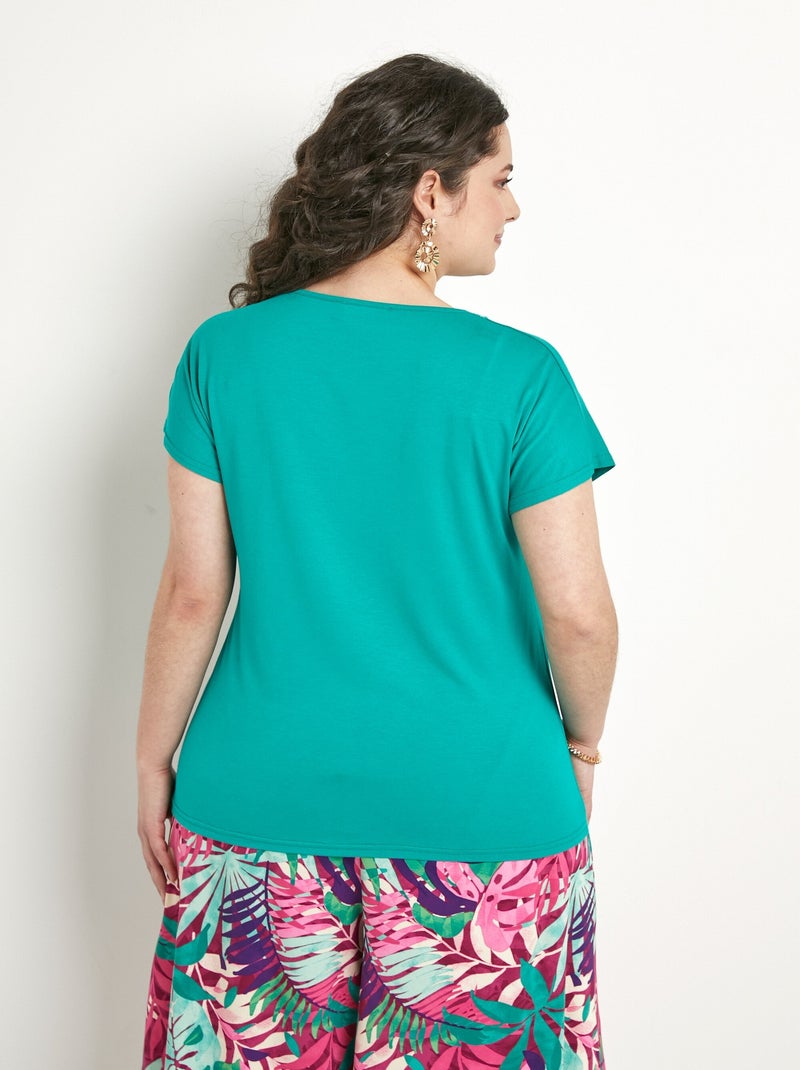 T-shirt court extensible dentelle Vert clair - Kiabi