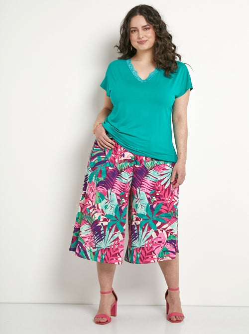 T-shirt court extensible dentelle - Kiabi