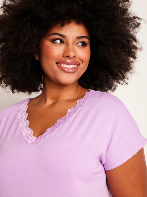 T-shirt court extensible dentelle - Kiabi